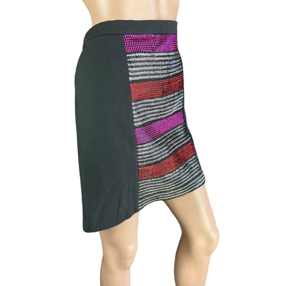 AX Armani Exchange Metallic Stripe Colorblock Mini Skirt NWT Black Red XL